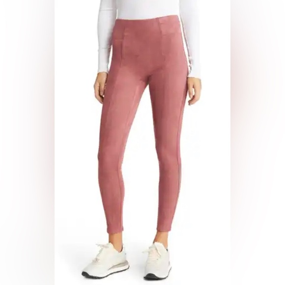 NEW SPANX - High Waist Faux Suede Leggings in Pink for Petite - Picture 1 of 8